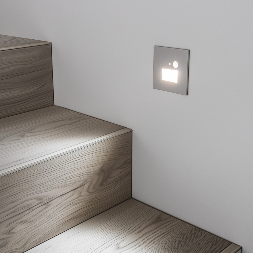 LED svetlo za stepenište sa senzorom pokreta i sumraka LED/1,5W/230V 3000/4000/6500K sivo