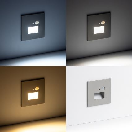 LED svetlo za stepenište sa senzorom pokreta i sumraka LED/1,5W/230V 3000/4000/6500K sivo