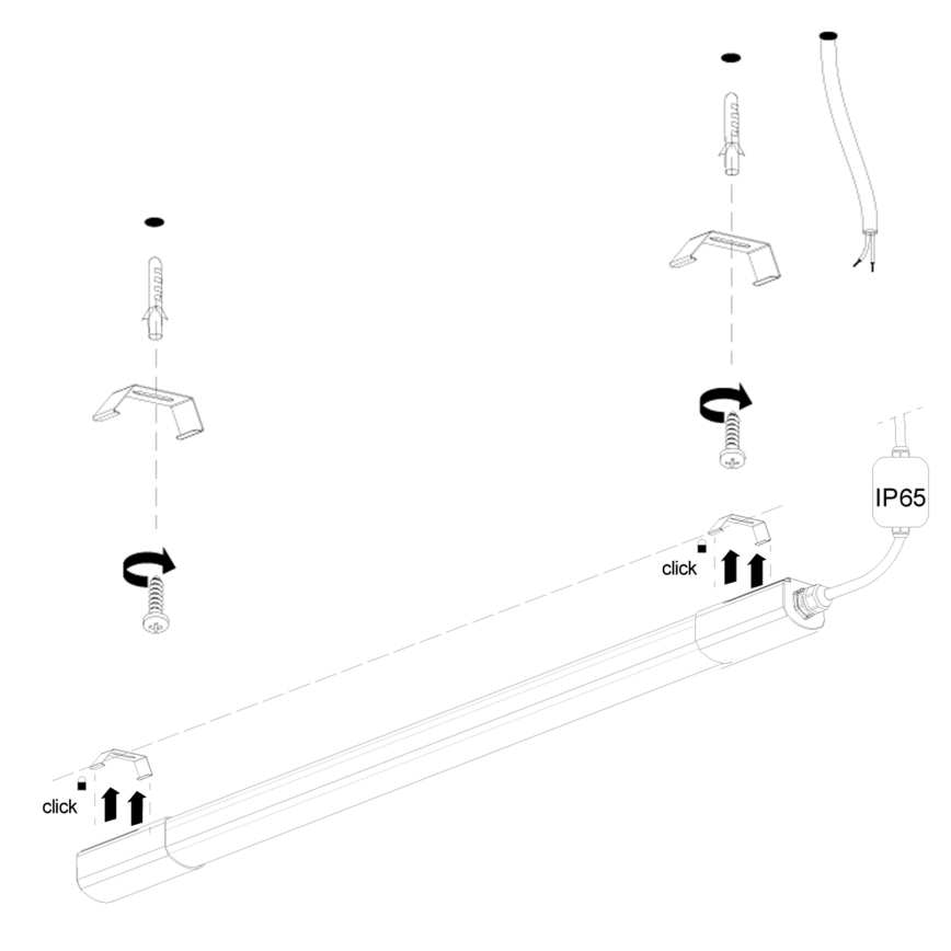 LED svetiljka za ugradnju ispod ormarića LED/36W/230V 4000K 120 cm crna