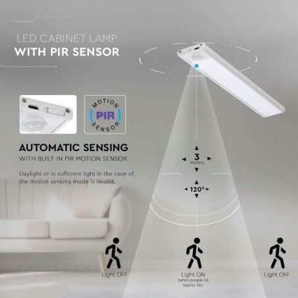 LED svetlo za ispod ormarića sa senzorom LED/1,5W/5V 3000K 1500 mAh