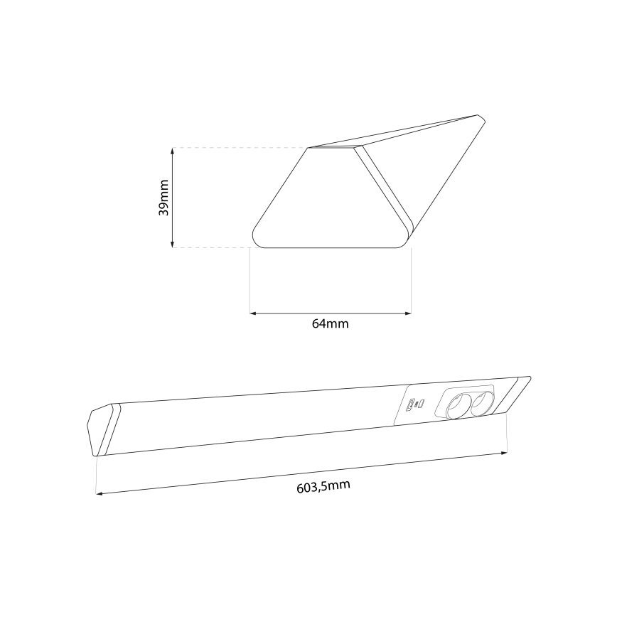 LED svetlo za ispod ormarića sa utičnicama i USB priključcima LED/18W/230V 4000K srebrno