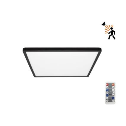 LED kupatilsko svetlo sa senzorom pokreta i sumraka NIVERA LED/12W/230V IP54 3000/4000/6000K 22,5x22,5 cm crna + daljinski upravljač