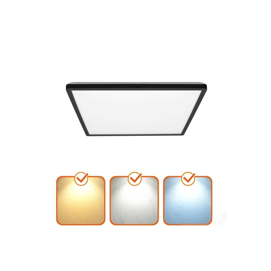 LED kupatilsko svetlo sa senzorom pokreta i sumraka NIVERA LED/12W/230V IP54 3000/4000/6000K 22,5x22,5 cm crna + daljinski upravljač