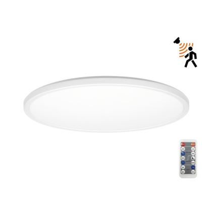 LED kupatilsko svetlo sa senzorom pokreta i sumraka NIVERA LED/24W/230V IP54 3000/4000/6000K Ø 30 cm bela + daljinski upravljač