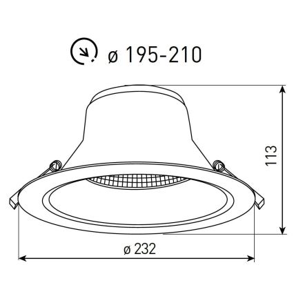 LED kupatilsko ugradno svetlo NYON LED/26W/230V 3000/4000/5700K prečnik 23,2 cm IP44 belo
