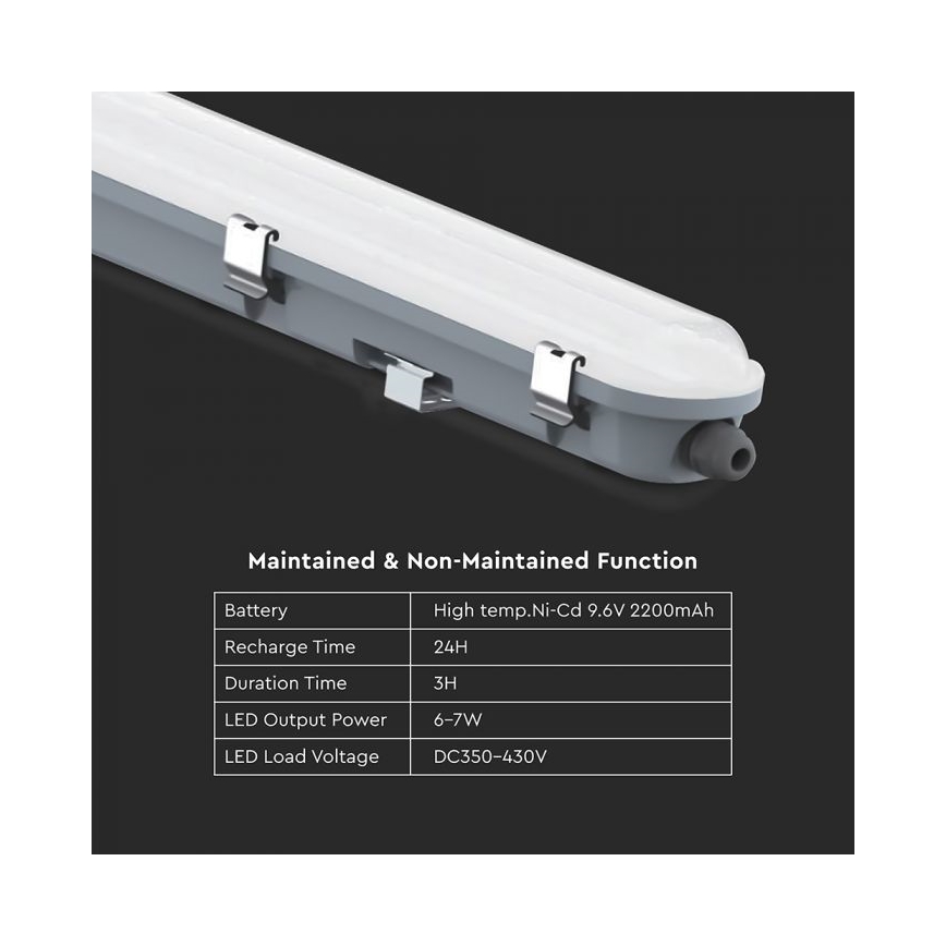 LED tehničko fluorescentno svetlo sa hitnim modulom LED/48W/230V 6500K IP65 2200 mAh 150 cm