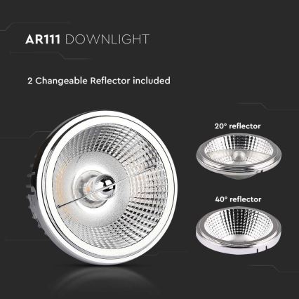 LED ugradni spot reflektor LED/20W/230V 6400K 40°/20° prečnik 11 cm sjajni hrom
