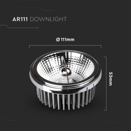 LED ugradni spot reflektor LED/20W/230V 6400K 40°/20° prečnik 11 cm sjajni hrom