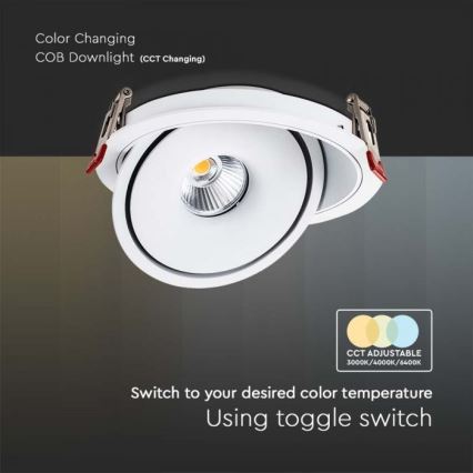 LED ugradna stropna spot svetiljka LED/28W/230V 3000/4000/6400K, prečnik 20 cm, bela