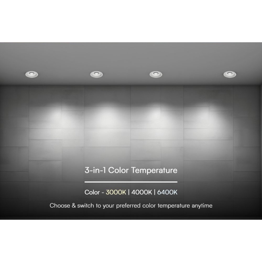 LED ugradna svetiljka 24W/230V, 3000/4000/6400K, prečnik 13,5 cm, bela