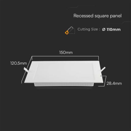 LED ugradna svetiljka 6W/230V 12x12 cm 4000K bela