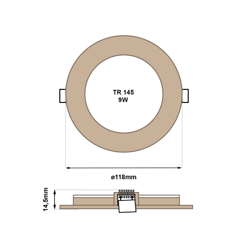 LED ugradna svetiljka CIRCLE LED/6W/230V 4200K, prečnik 11,8 cm, braon