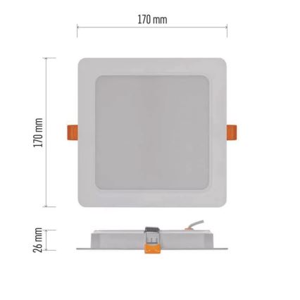 LED ugradna svetiljka LED/18W/230V 17x17 cm bela