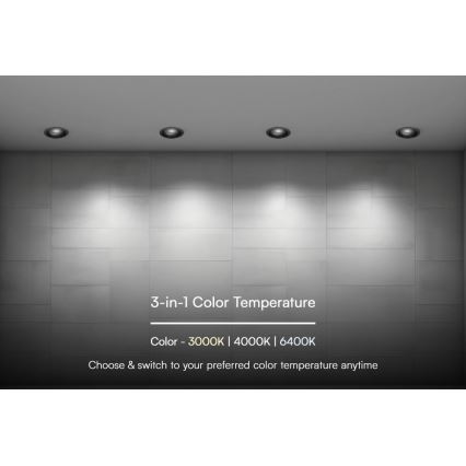 LED ugradna svetiljka LED/24W/230V 3000/4000/6400K prečnik 13,5 cm crna
