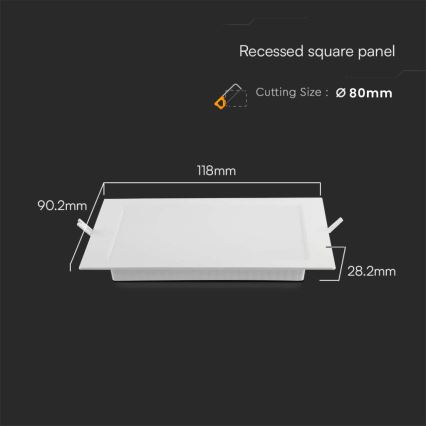 LED ugradna svetiljka LED/3W/230V 9x9 cm 3000K bela