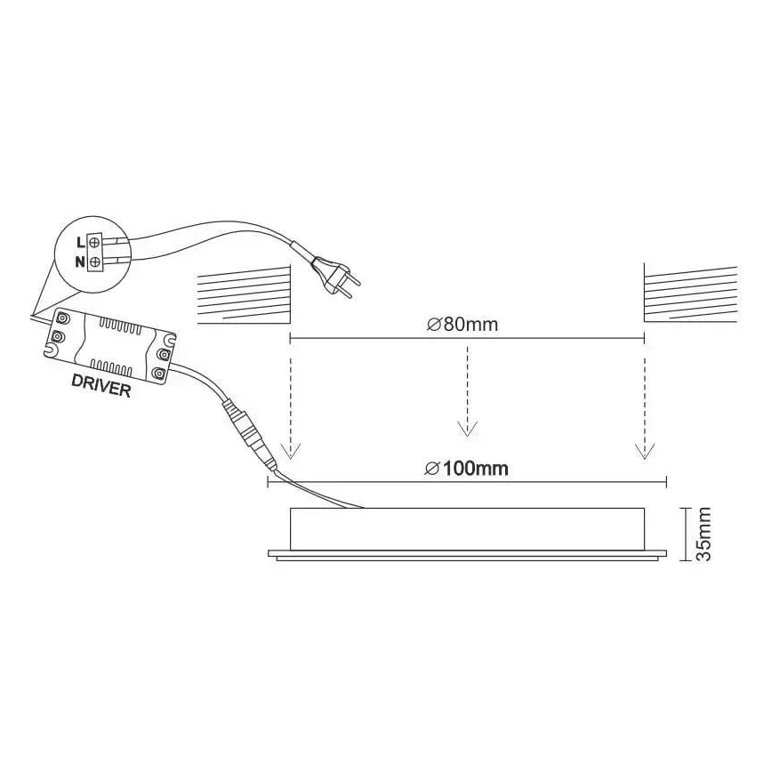 LED ugradna svetiljka LED/7,5W/230V 4000K crna/zlatna
