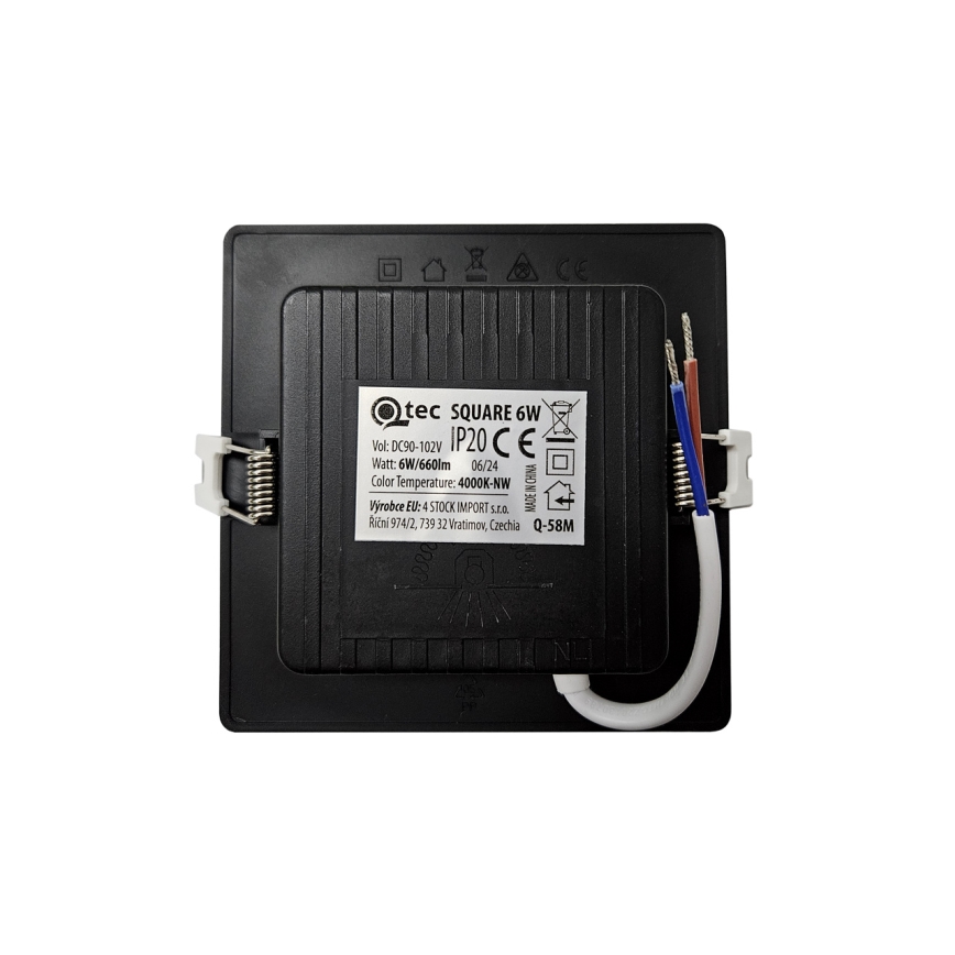 LED ugradna svetiljka SQUARE LED/6W/230V 4000K 12x12 cm crna