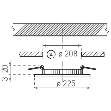 LED ugradna svetiljka VEGA LED/18W/230V 2900/3900/5800K prečnik 22,5 cm, crna