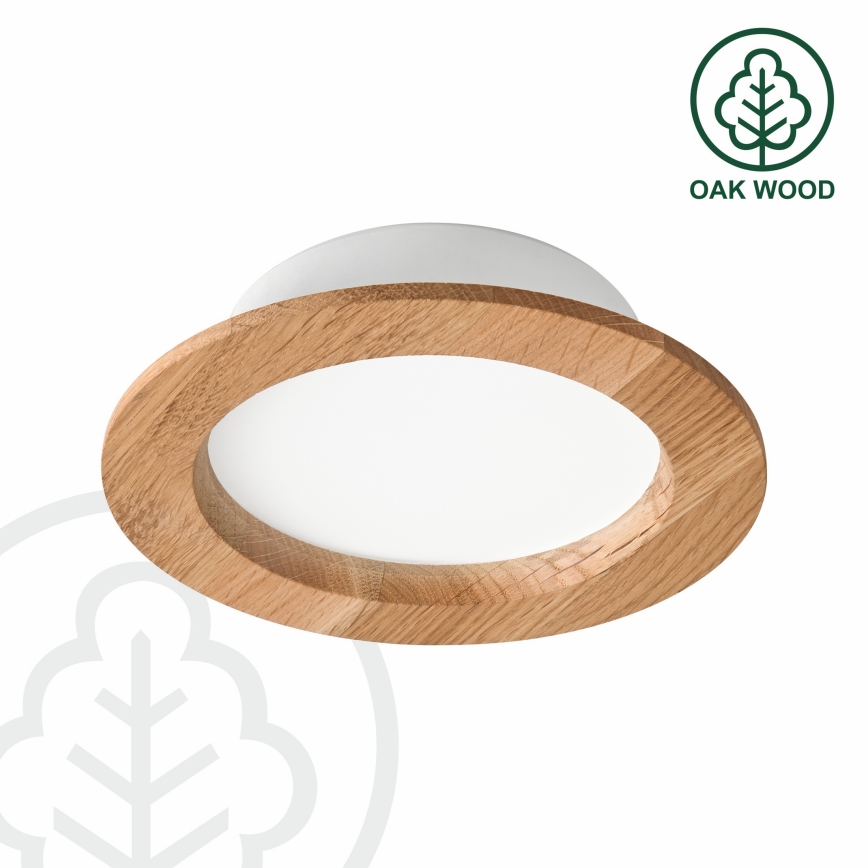 LED ugradna svetiljka WOODY SPOT LED/12,5W/230V 4000K hrast Ø 16 cm