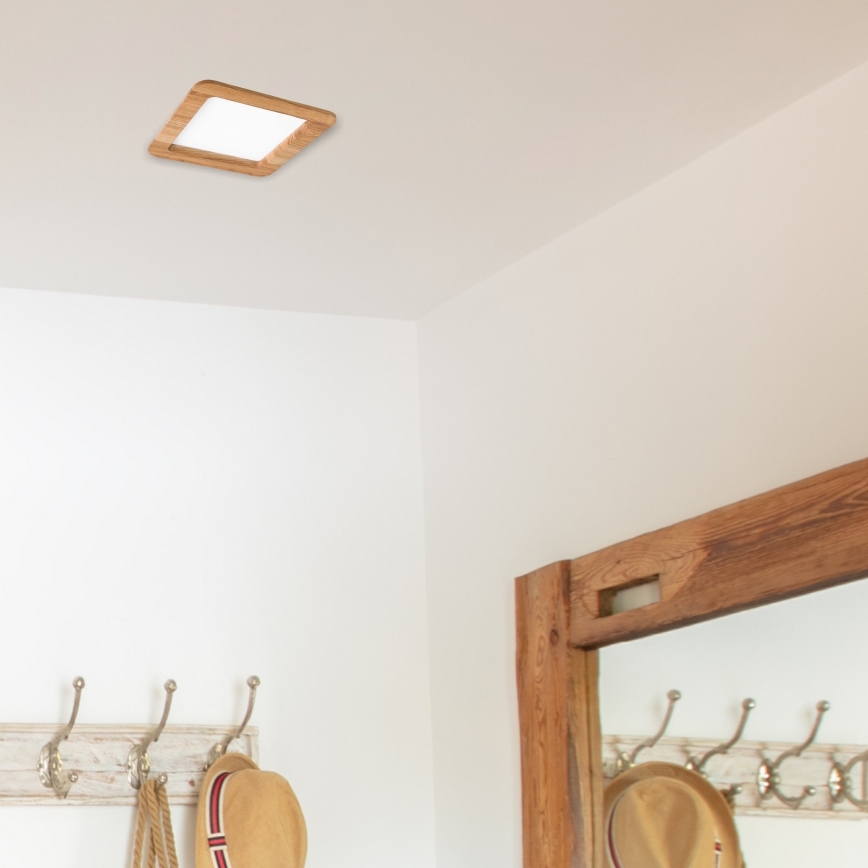 LED ugradna svetiljka WOODY SPOT LED/17W/230V 3000K hrast 18,5x18,5 cm