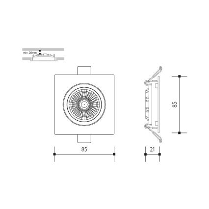 LED ugradna svetiljka za spušteni plafon LED/6W/230V 3000K 8,5x8,5 cm bela