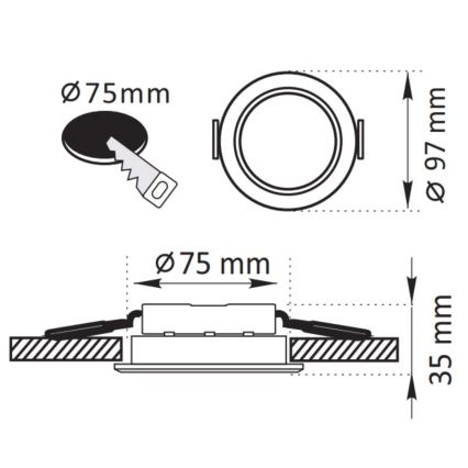 LED ugradna svetiljka ZOE LED/4,8W/230V crna