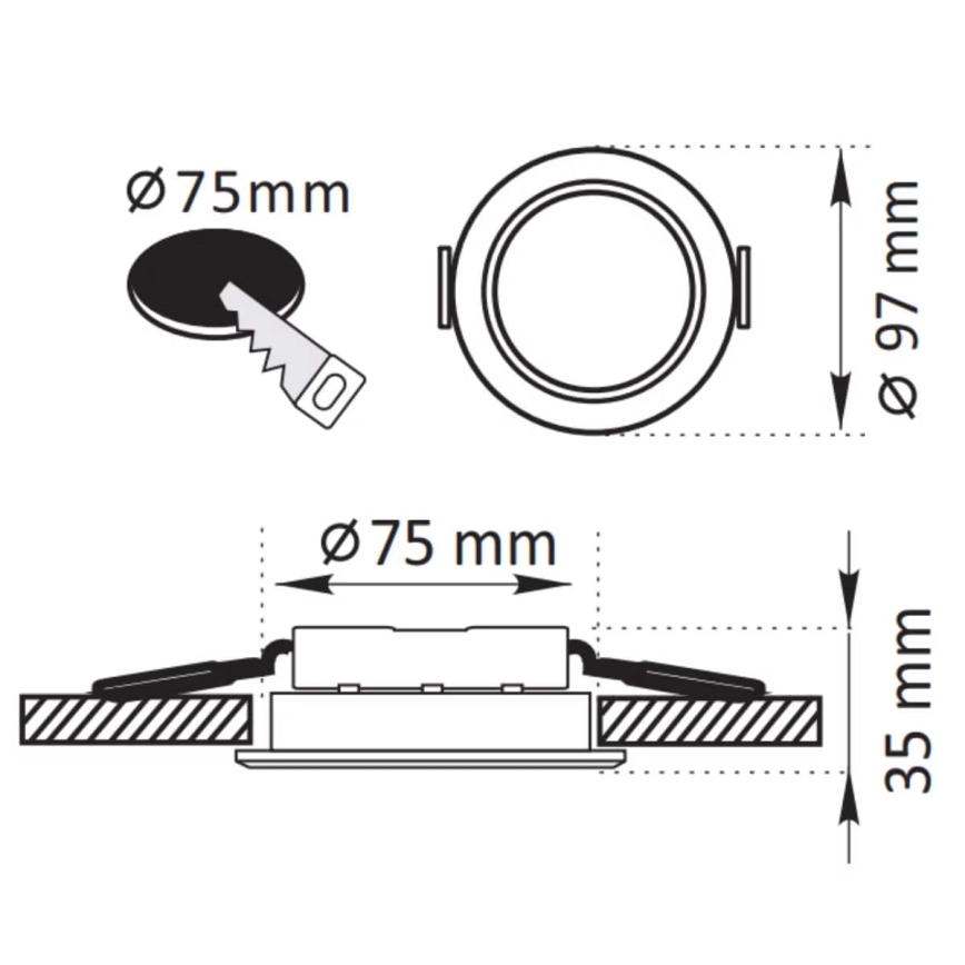 LED ugradna svetiljka ZOE LED/4,8W/230V crna