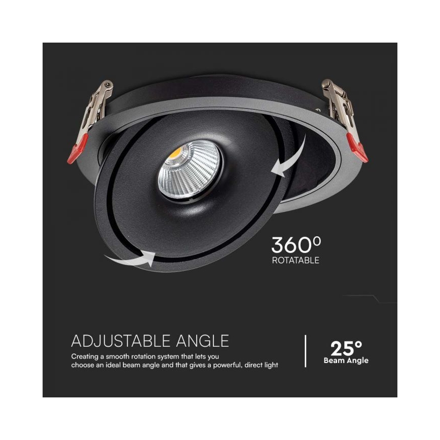 LED ugradni spot 28W/230V 3000/4000/6400K, prečnik 20 cm, crna