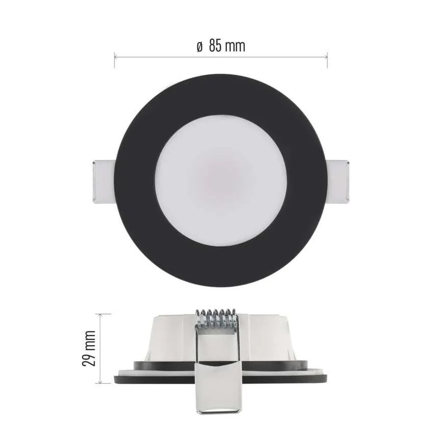 LED kupatilska ugradna svetiljka LORI LED/4,5W/230V IP65 2700/4000K Ø 8,5 cm crna
