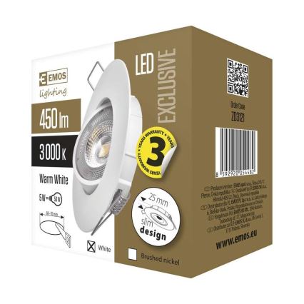 LED ugradno plafonsko svetlo EXCLUSIVE LED/5W/230V 3000 K bela