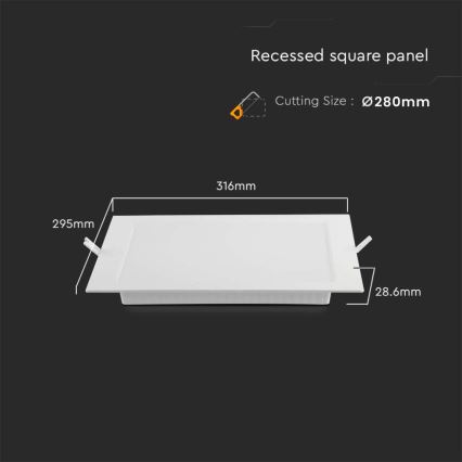 LED ugradno plafonsko svetlo LED/24W/230V 29,5x29,5 cm 3000K bela