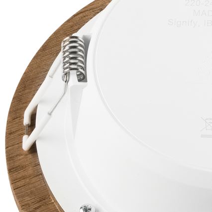 LED ugradno plafonsko svetlo WOODY SPOT LED/12,5W/230V 3000K, orah, prečnik 16 cm