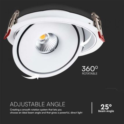 LED ugradno spot svetlo LED/12W/230V 3000/4000/6400K prečnik 12 cm bela