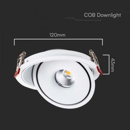 LED ugradno spot svetlo LED/12W/230V 3000/4000/6400K prečnik 12 cm bela