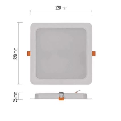 LED ugradno stropno svetlo LED/24W/230V 22x22 cm bela