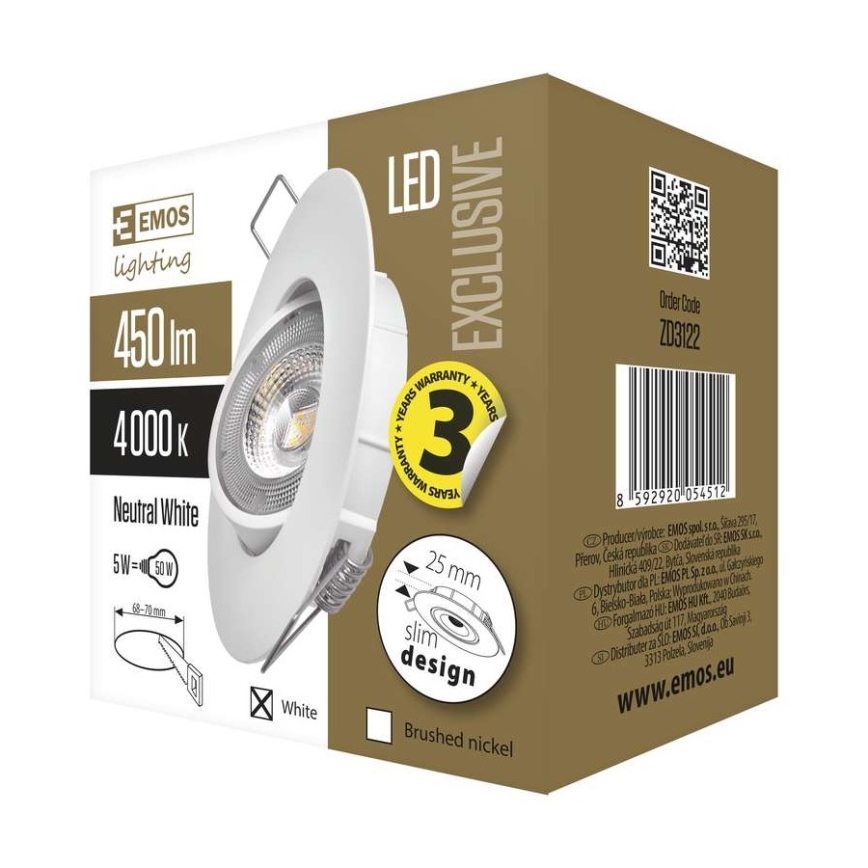 LED ugradno svetlo EXCLUSIVE LED/5W/230V 4000 K belo