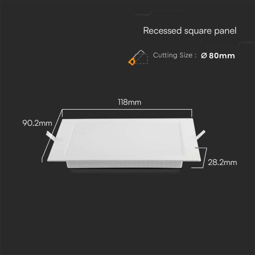 LED ugradno svetlo LED/3W/230V 9x9 cm 6500K bela