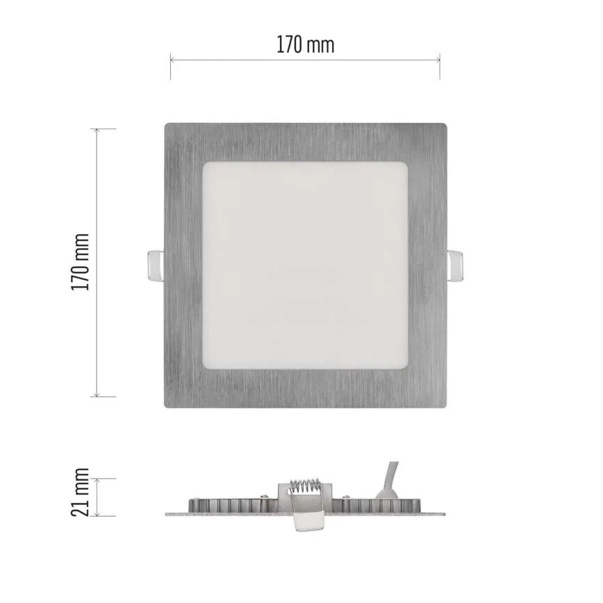 LED ugradno svetlo NEXXO LED/12,5W/230V 3000/3500/4000K srebrno 17x17 cm