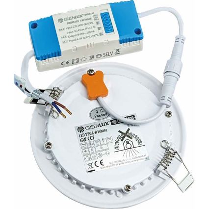 LED ugradno svetlo VEGA LED/6W/230V 2900/3900/5800K pr. 12,5 cm bela