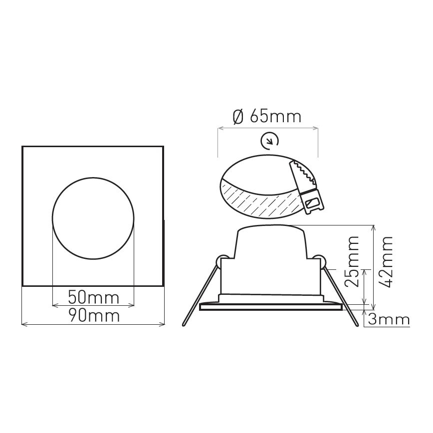 LED ugradno svetlo za kupatilo BONO LED/5W/230V 4000K IP65 crna