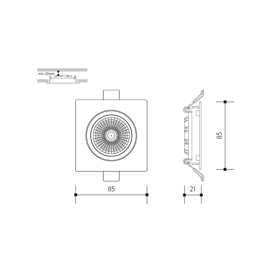 LED ugrađeno plafonsko svetlo LED/6W/230V 4000K 8,5x8,5 cm bela