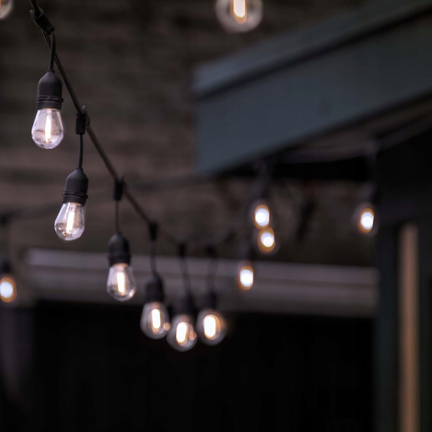 LED Vanjski dekorativni niz 30xE27/1W/230V 16,44 m IP44 crna