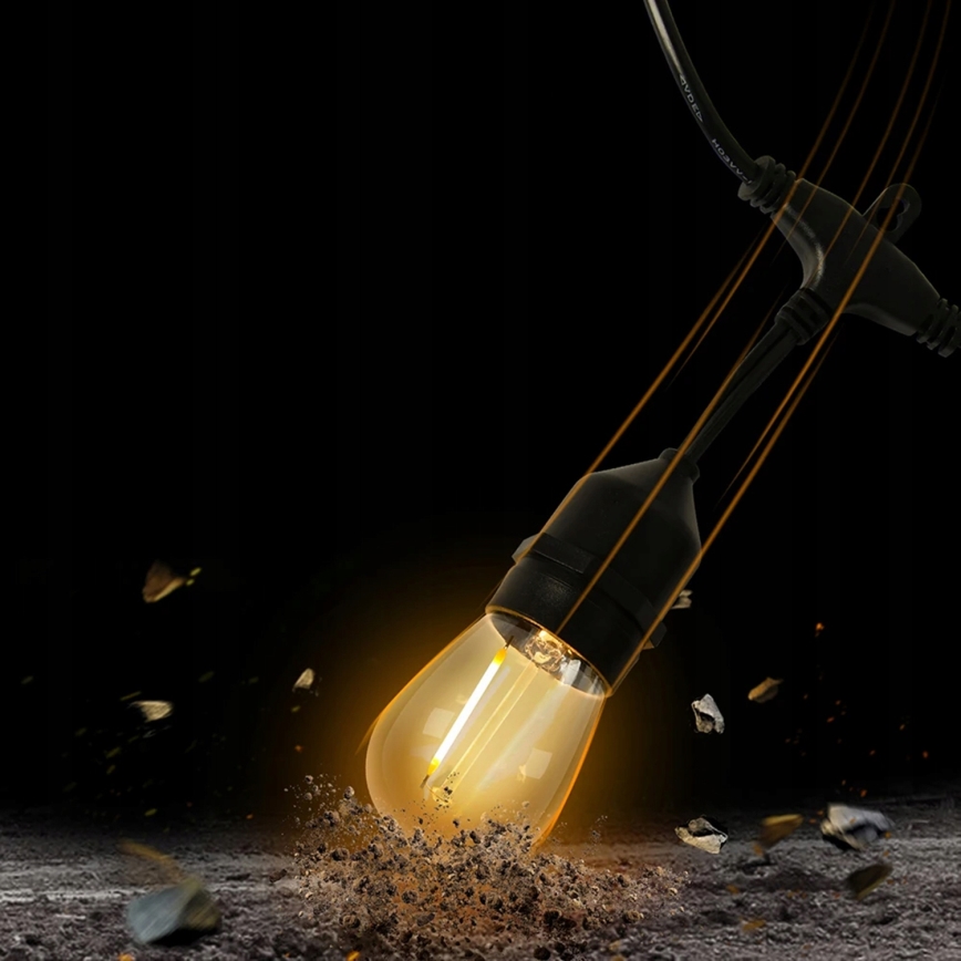 LED Vanjski dekorativni niz 30xE27/1W/230V 16,44 m IP44 crna