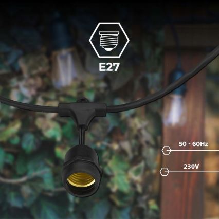 LED Vanjski dekorativni niz 30xE27/1W/230V 16,44 m IP44 crna