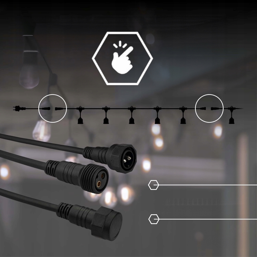 LED Vanjski dekorativni niz 30xE27/1W/230V 16,44 m IP44 crna