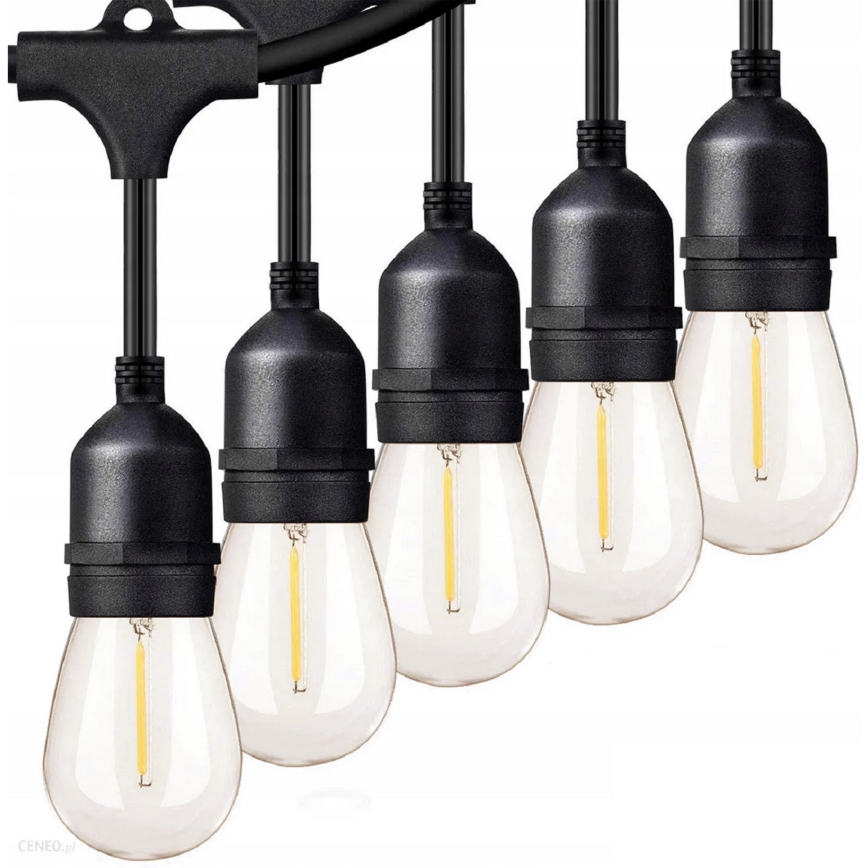 LED Vanjski dekorativni niz 30xE27/1W/230V 16,44 m IP44 crna