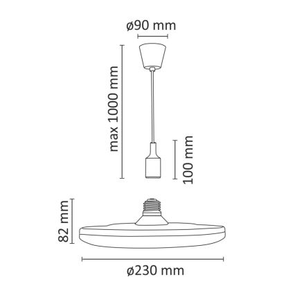 LED viseća svetiljka KIKI 1xE27/15W/230V crna
