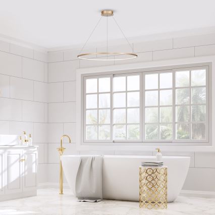 LED viseći luster SATURNO na sajli LED/57W/230V, prečnik 100 cm, IP44, zlatna