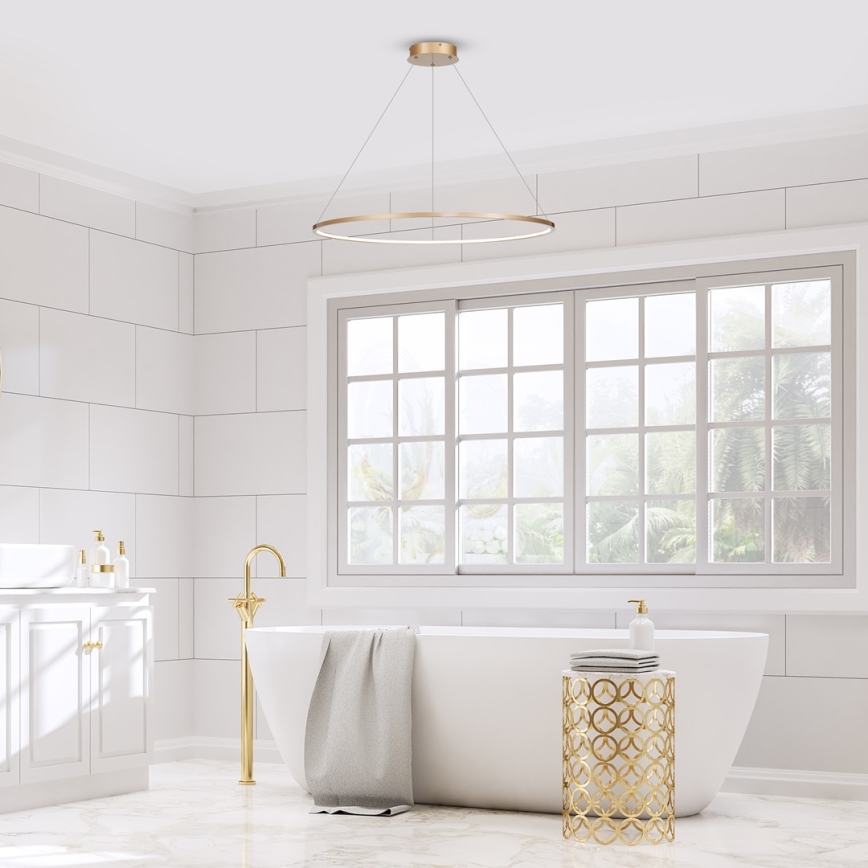 LED viseći luster SATURNO na sajli LED/57W/230V, prečnik 100 cm, IP44, zlatna