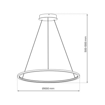 LED viseći luster SATURNO na sajli LED/57W/230V, prečnik 100 cm, IP44, zlatna